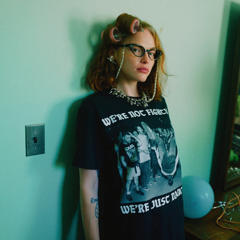 We’re Not Fighting Tee On Model